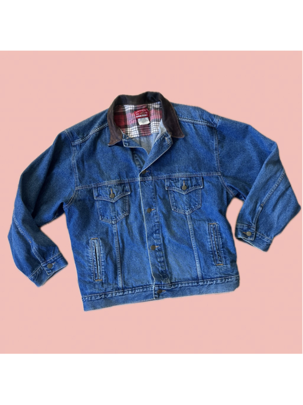 Vintage Marlboro Country Store Denim Jacket Leather Collar XL